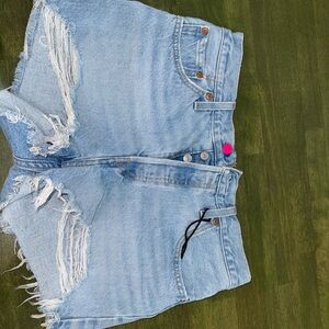 Levi's Light Blue Distressed Jean Shorts
